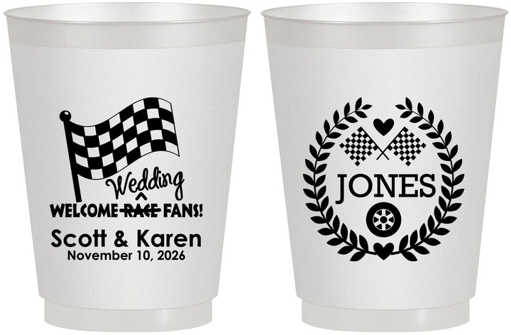Personalized Wedding 16 oz Frosted Cups - Racing | 289