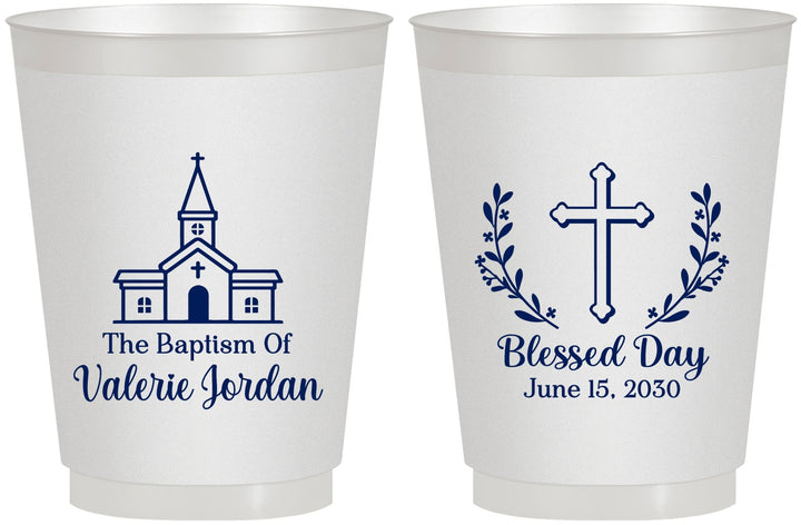 Personalized Baptism 16 oz Frosted Cups - Blessed Day | 290009