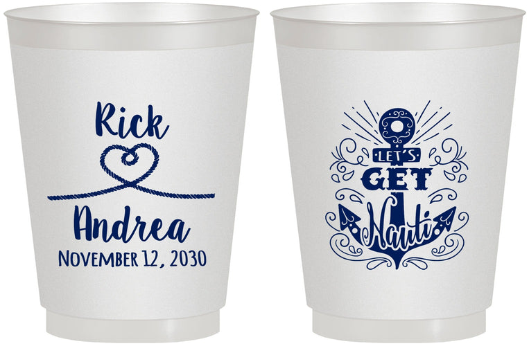 Personalized Wedding 16 oz Frosted Cups - Lets Get Nauti | 292
