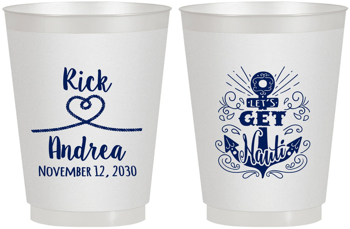 Personalized Wedding 16 oz Frosted Cups - Lets Get Nauti | 292
