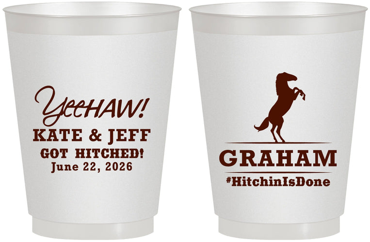 Personalized Wedding 16 oz Frosted Cups - Got Hitched | 296