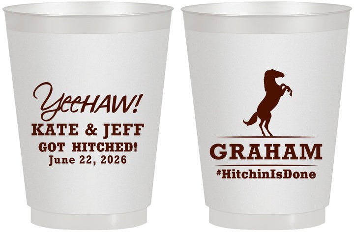 Personalized Wedding 16 oz Frosted Cups - Got Hitched | 296