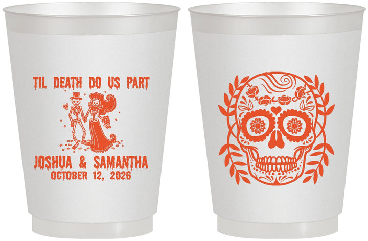 Personalized Wedding 16 oz Frosted Cups - Til Death Do Us Part | 297