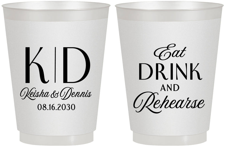 Personalized Rehearsal Dinner 16 oz Frosted Cups - Eat Drink Rehearse | 30000