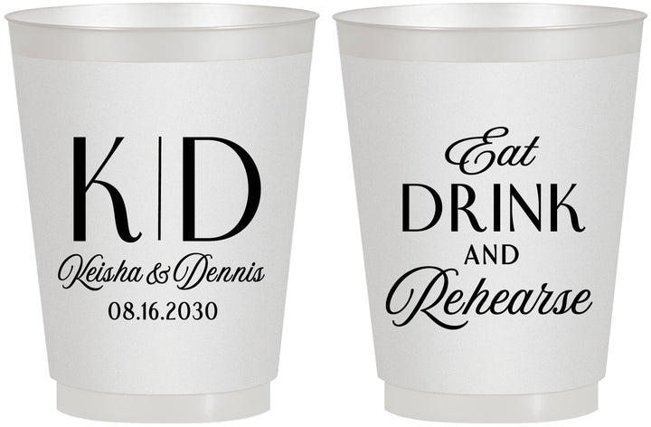 Personalized Rehearsal Dinner 16 oz Frosted Cups - Eat Drink Rehearse | 30000