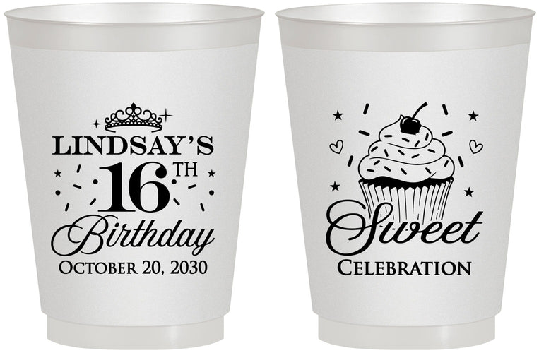 Personalized 16th Birthday 16 oz Frosted Cups - Cupcake | 300000