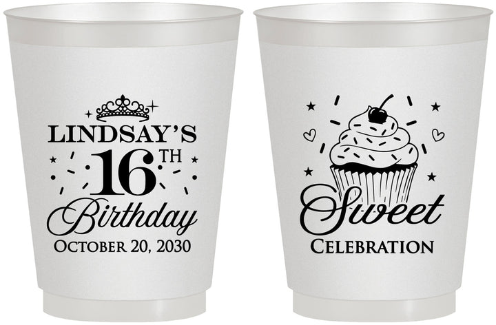 Personalized 16th Birthday 16 oz Frosted Cups - Cupcake | 300000