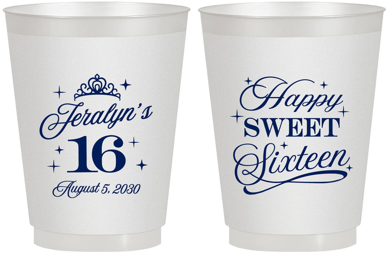 Personalized 16th Birthday 16 oz Frosted Cups - Tiara | 300004
