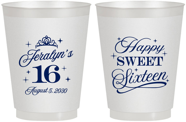 Personalized 16th Birthday 16 oz Frosted Cups - Tiara | 300004