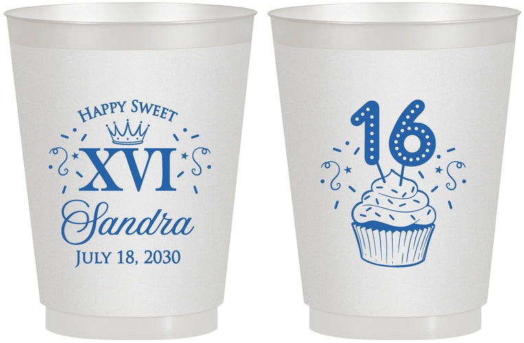 Personalized 16th Birthday 16 oz Frosted Cups - Cupcake | 300007