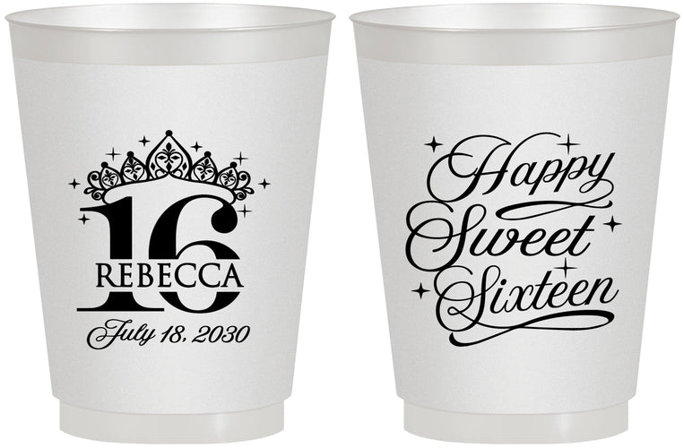 Personalized 16th Birthday 16 oz Frosted Cups - Tiara | 300008