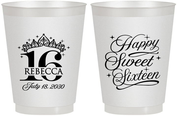 Personalized 16th Birthday 16 oz Frosted Cups - Tiara | 300008