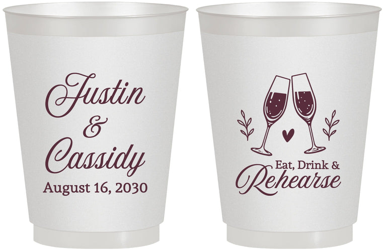 Personalized Rehearsal Dinner 16 oz Frosted Cups - Eat Drink Rehearse | 30001