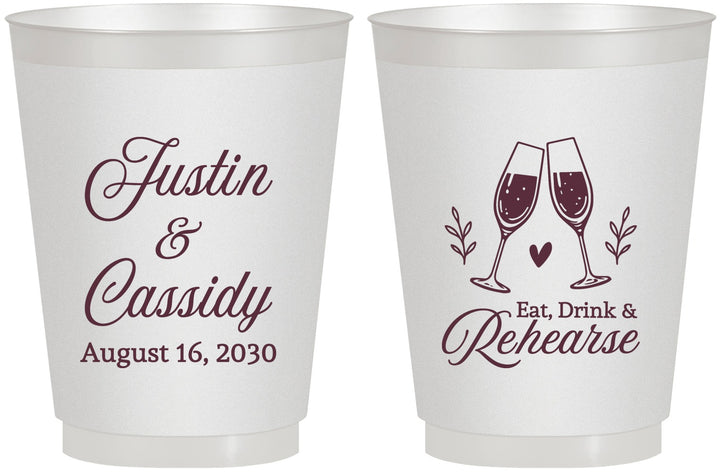 Personalized Rehearsal Dinner 16 oz Frosted Cups - Eat Drink Rehearse | 30001