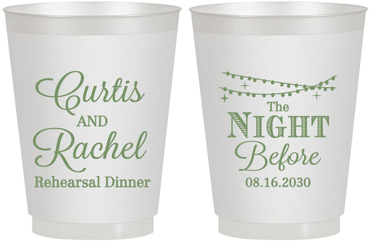 Personalized Rehearsal Dinner 16 oz Frosted Cups - The Night Before | 30006