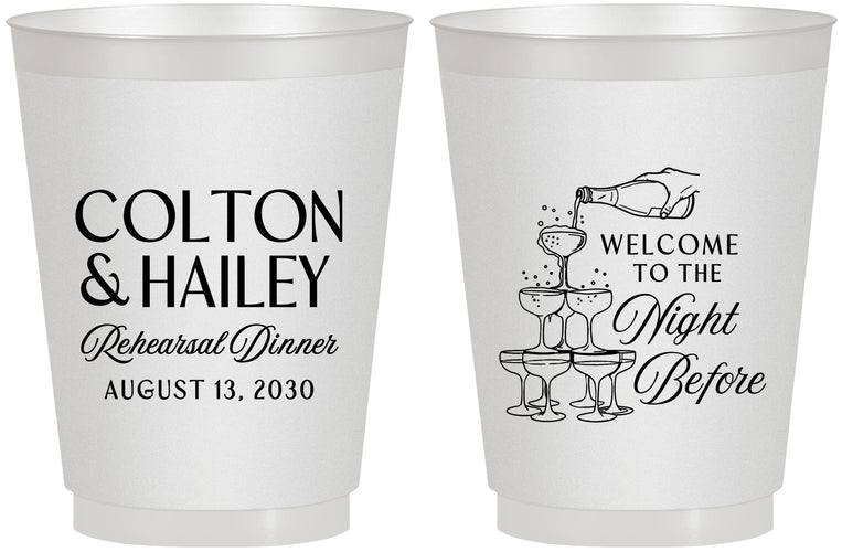 Personalized Rehearsal Dinner 16 oz Frosted Cups - The Night Before | 30007