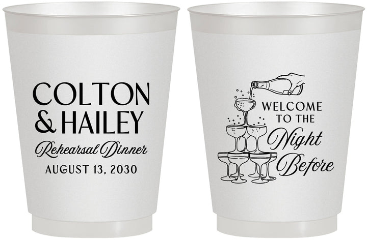Personalized Rehearsal Dinner 16 oz Frosted Cups - The Night Before | 30007