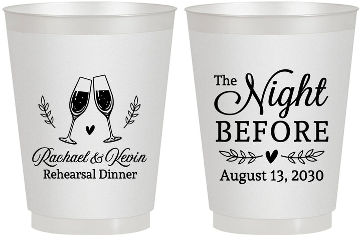 Personalized Rehearsal Dinner 16 oz Frosted Cups - The Night Before | 30008