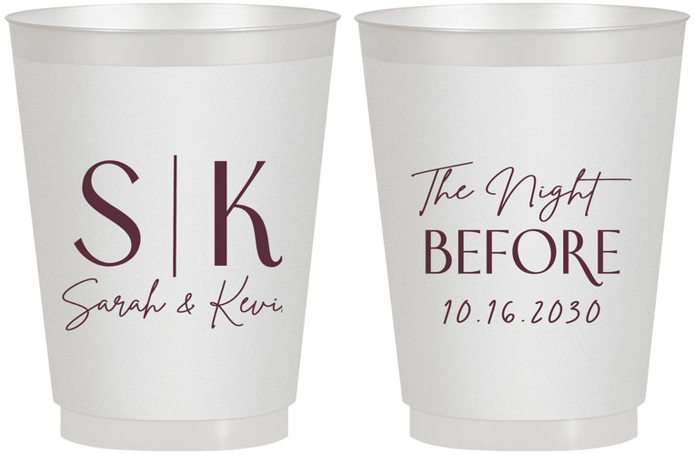 Personalized Rehearsal Dinner 16 oz Frosted Cups - The Night Before | 30009