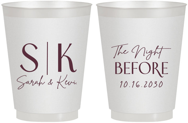 Personalized Rehearsal Dinner 16 oz Frosted Cups - The Night Before | 30009