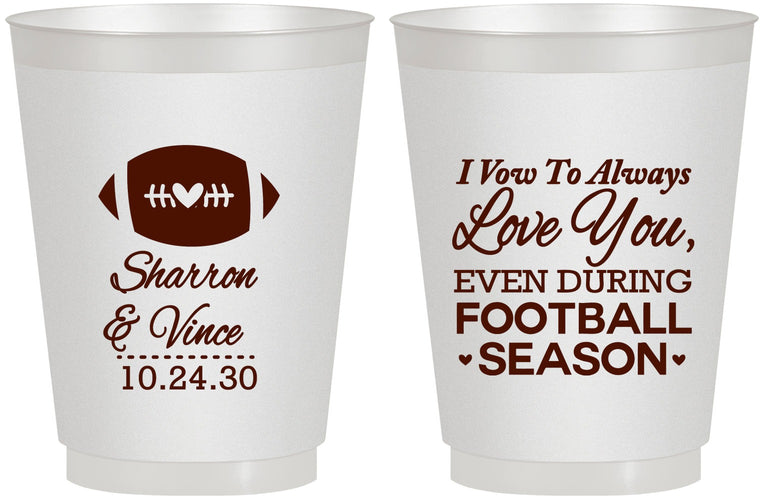 Personalized Wedding 16 oz Frosted Cups - Football | 302