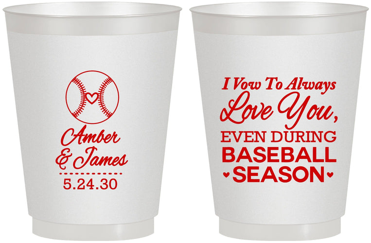 Personalized Wedding 16 oz Frosted Cups - Baseball | 303