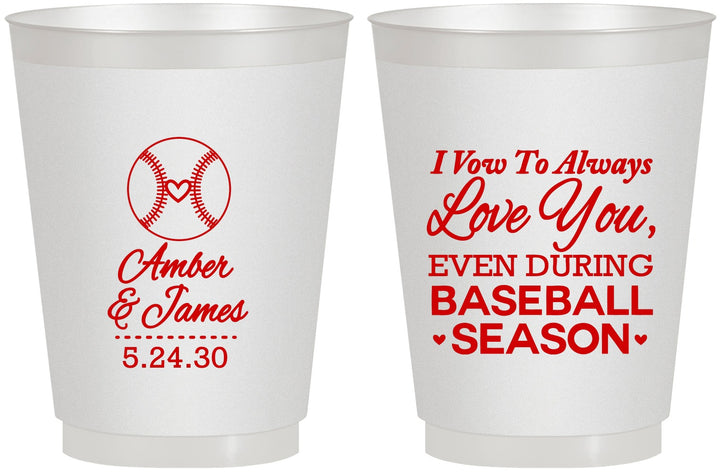 Personalized Wedding 16 oz Frosted Cups - Baseball | 303