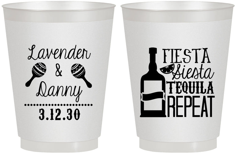 Personalized Wedding 16 oz Frosted Cups - Fiesta Siesta Tequila Repeat | 306