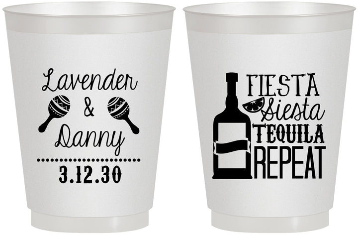 Personalized Wedding 16 oz Frosted Cups - Fiesta Siesta Tequila Repeat | 306