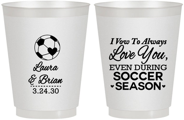 Personalized Wedding 16 oz Frosted Cups - Soccer | 307