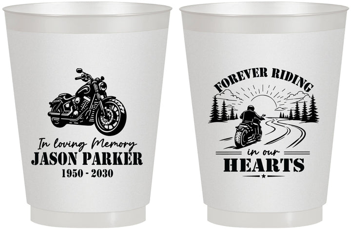 Personalized Memorial 16 oz Frosted Cups - Riding In Our Hearts | 310014