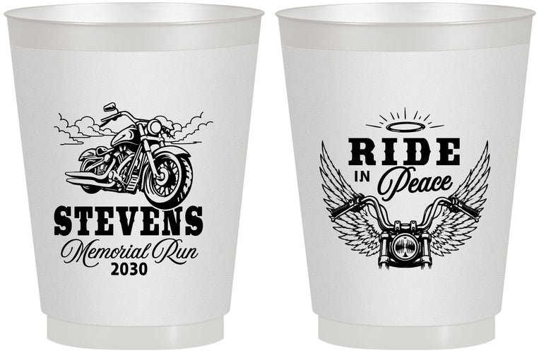 Personalized Memorial 16 oz Frosted Cups - Ride In Peace | 310015