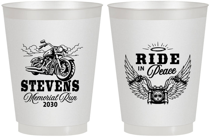 Personalized Memorial 16 oz Frosted Cups - Ride In Peace | 310015