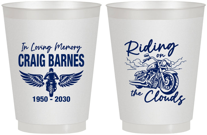 Personalized Memorial 16 oz Frosted Cups - Riding On The Clouds | 310017