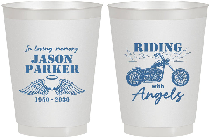 Personalized Memorial 16 oz Frosted Cups - Riding With Angels | 310018