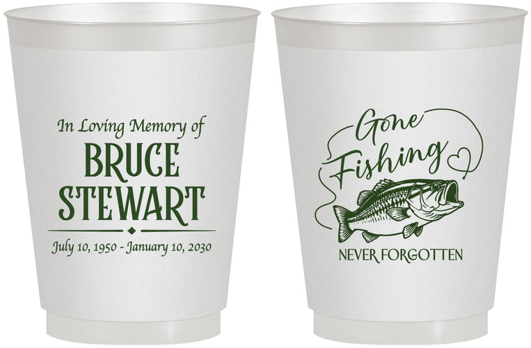 Personalized Memorial 16 oz Frosted Cups - Gone Fishing | 310023