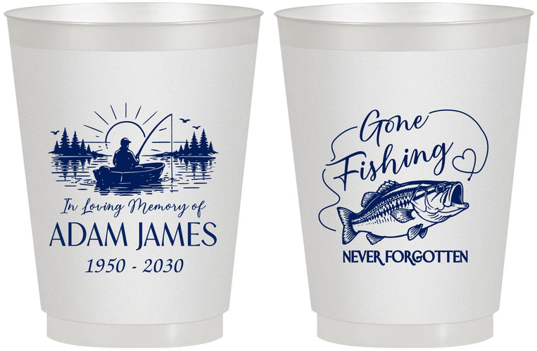 Personalized Memorial 16 oz Frosted Cups - Gone Fishing | 310024
