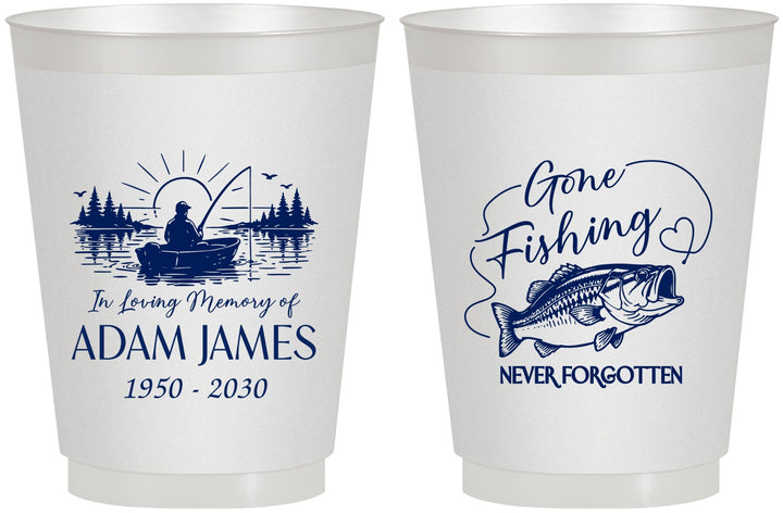 Personalized Memorial 16 oz Frosted Cups - Gone Fishing | 310024