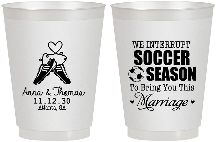Personalized Wedding 16 oz Frosted Cups - We Interrupt Soccer | 311
