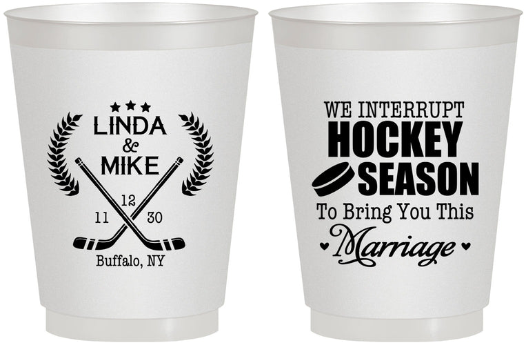 Personalized Wedding 16 oz Frosted Cups - We Interrupt Hockey | 312