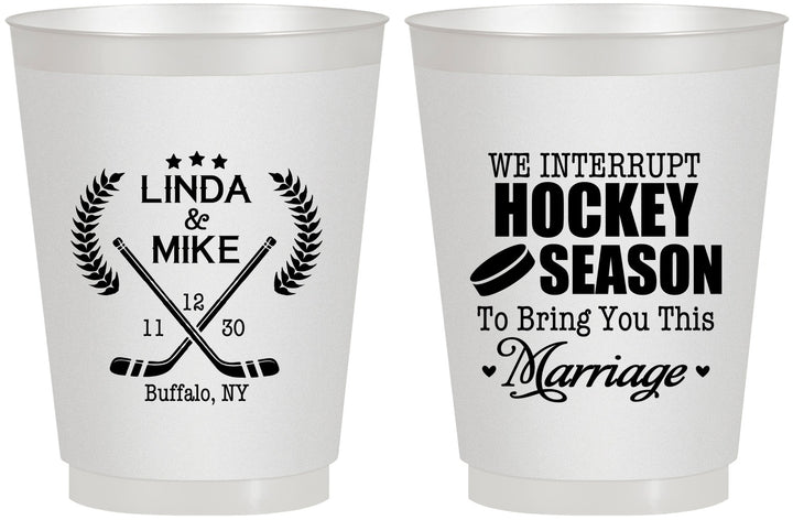 Personalized Wedding 16 oz Frosted Cups - We Interrupt Hockey | 312