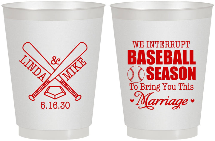 Personalized Wedding 16 oz Frosted Cups - We Interrupt Baseball | 313