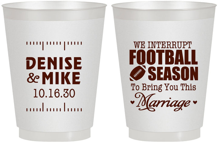 Personalized Wedding 16 oz Frosted Cups - We Interrupt Football | 314