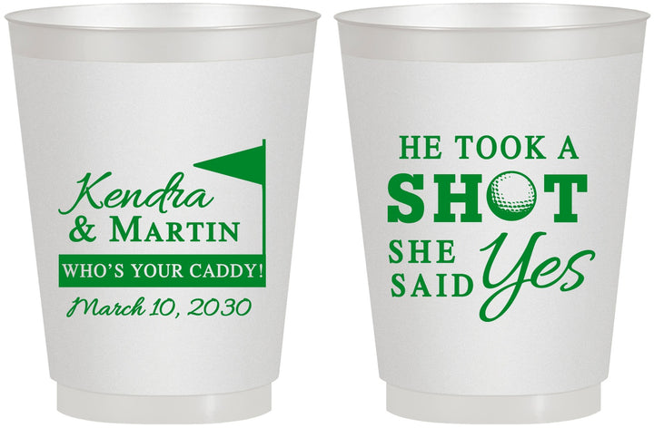 Personalized Wedding 16 oz Frosted Cups - Took A Shot Golf | 320