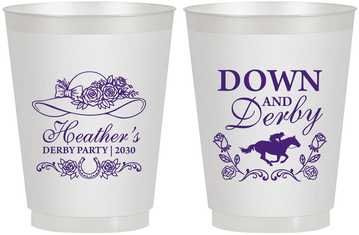 Personalized Derby Day 16 oz Frosted Cups - Down And Derby | 320001