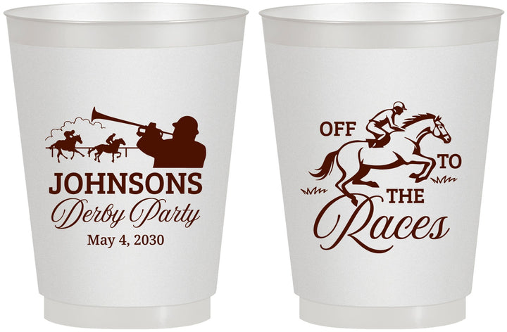 Personalized Derby Day 16 oz Frosted Cups - Off To The Races | 320002