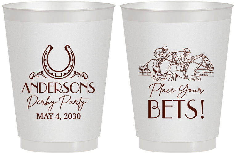 Personalized Derby Day 16 oz Frosted Cups - Place Your Bets | 320003