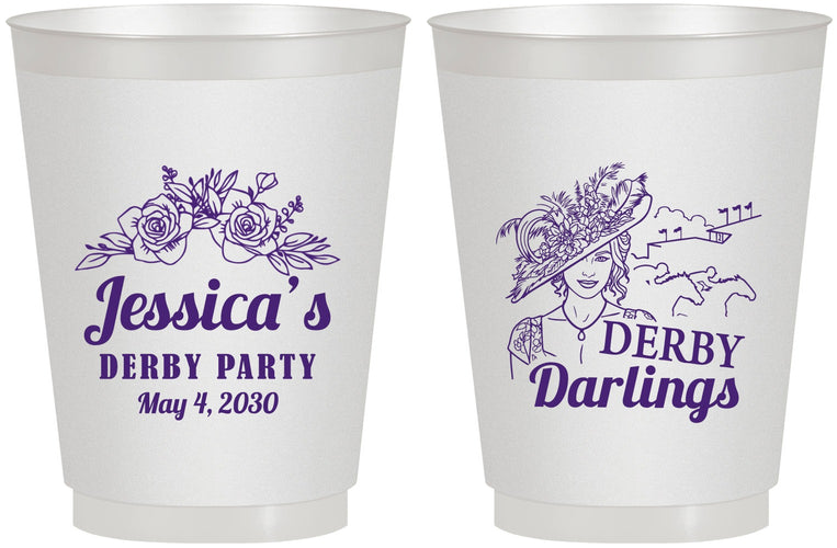Personalized Derby Day 16 oz Frosted Cups - Derby Darlins | 320004