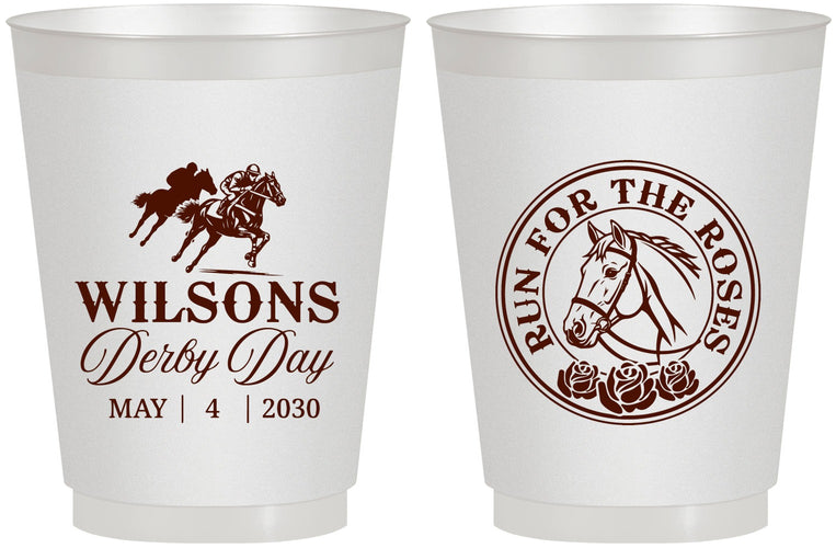 Personalized Derby Day 16 oz Frosted Cups - Run For The Horses | 320006