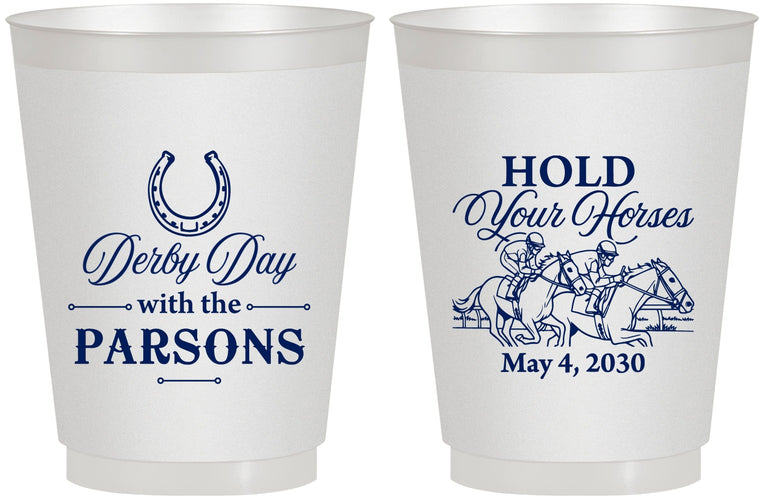 Personalized Derby Day 16 oz Frosted Cups - Hold Your Horses | 320008